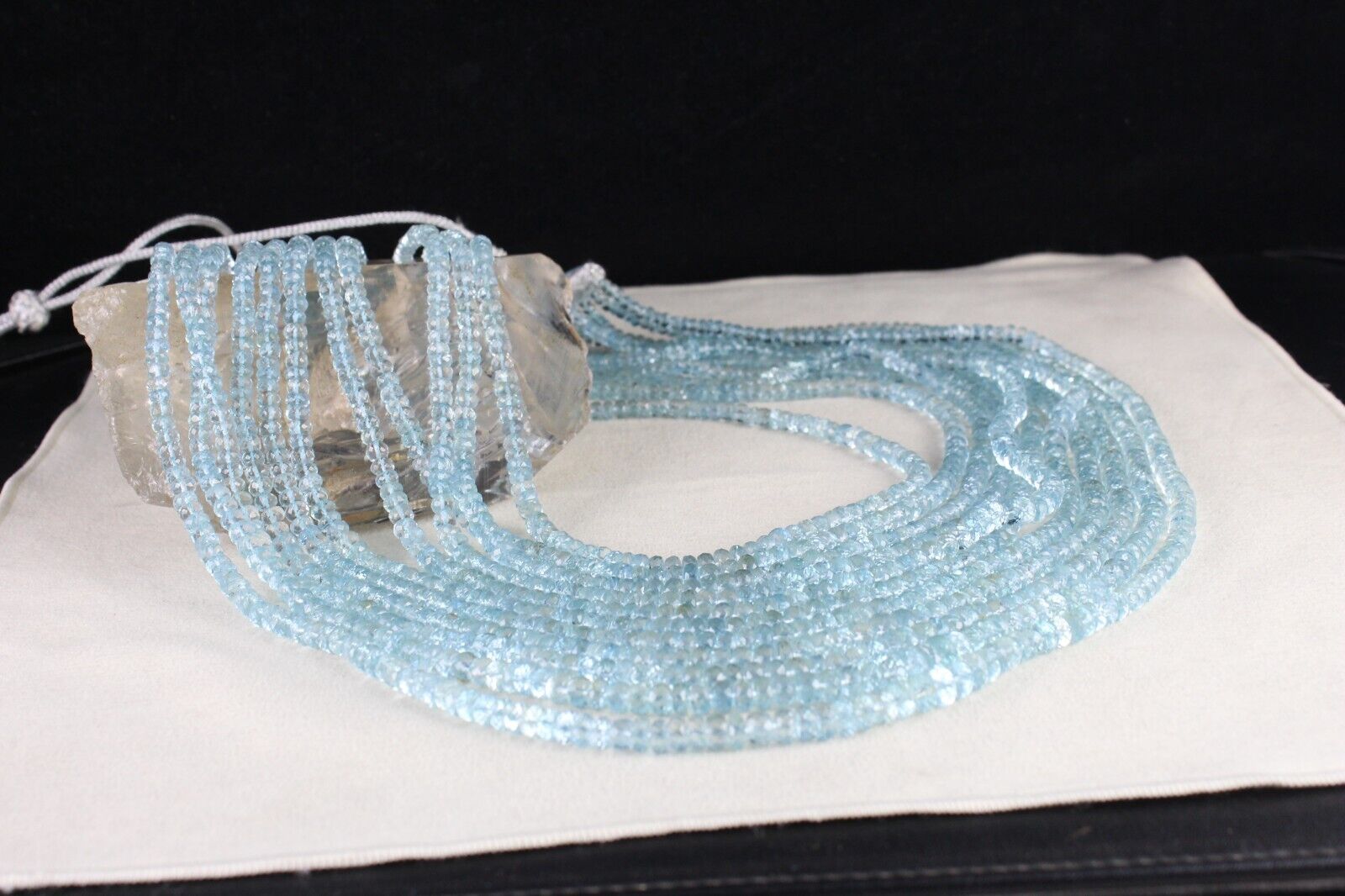 Certified Natural Blue Aquamarine Beads Faceted Round 11L 1164 Ct Stone Necklace