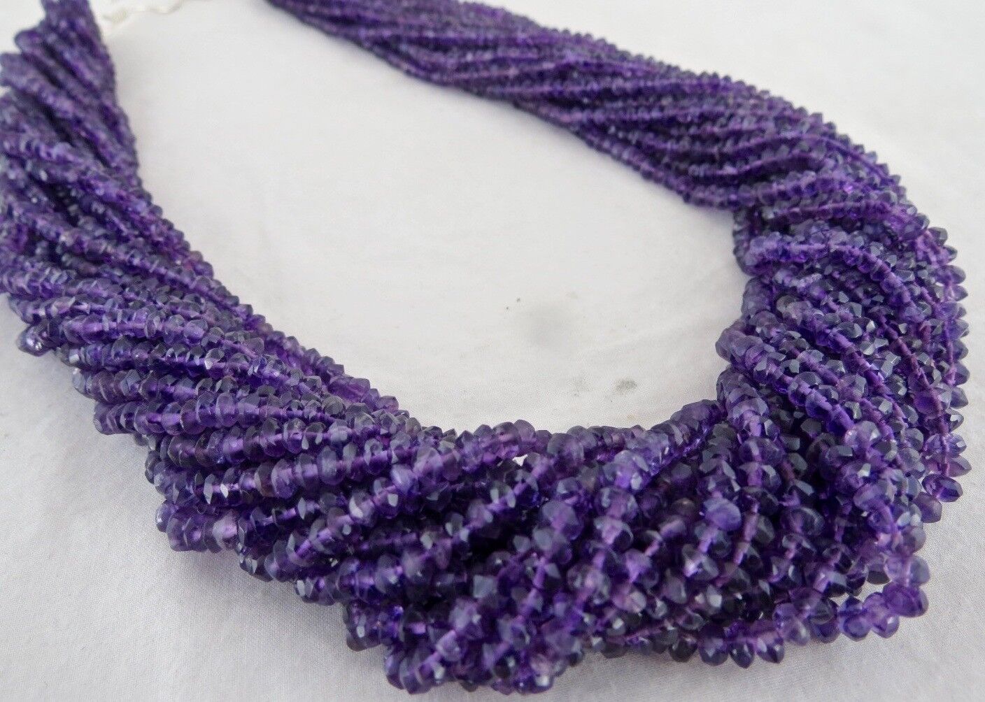 Natural Amethyst Faceted Beads Round 17L 820 Ct Purple Gemstone Fashion Necklace
