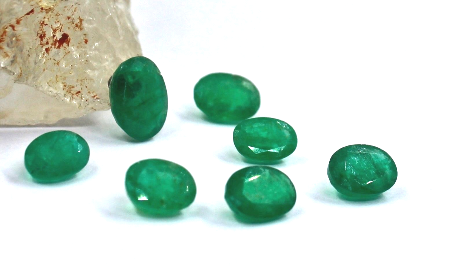 Natural Zambia Emerald Oval Cut 7 Pc 7.30 Ct Loose Gemstone For Designing Set