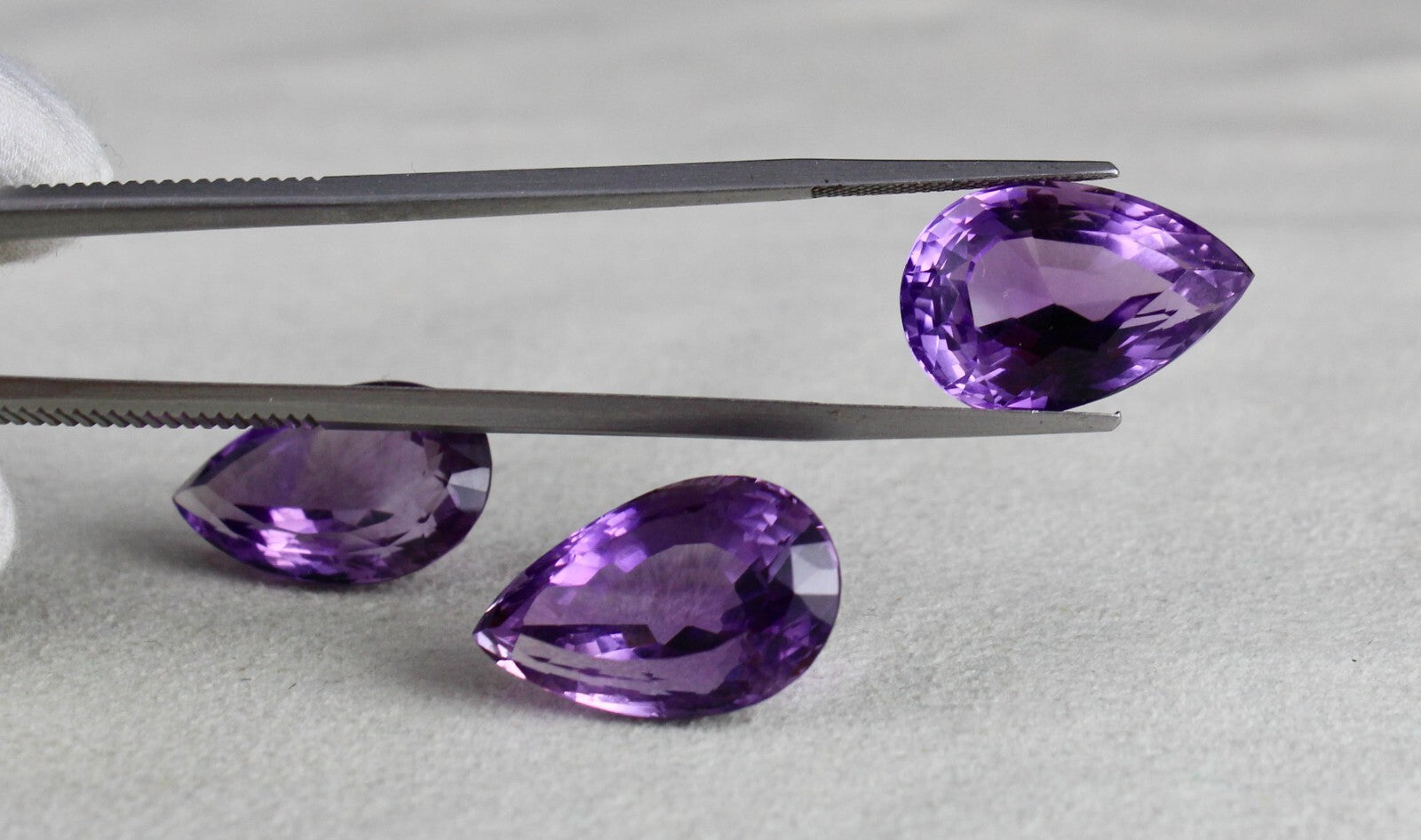 Natural Amethyst Pear Cut Gems 3 Pc 51.18 Ct For Earring Pendant Designing