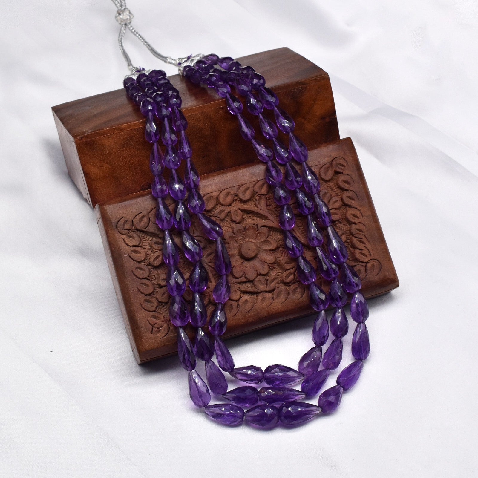 Amethyst Beaded Drops 526 Ct Natural Drilled Gemstone String Bunch