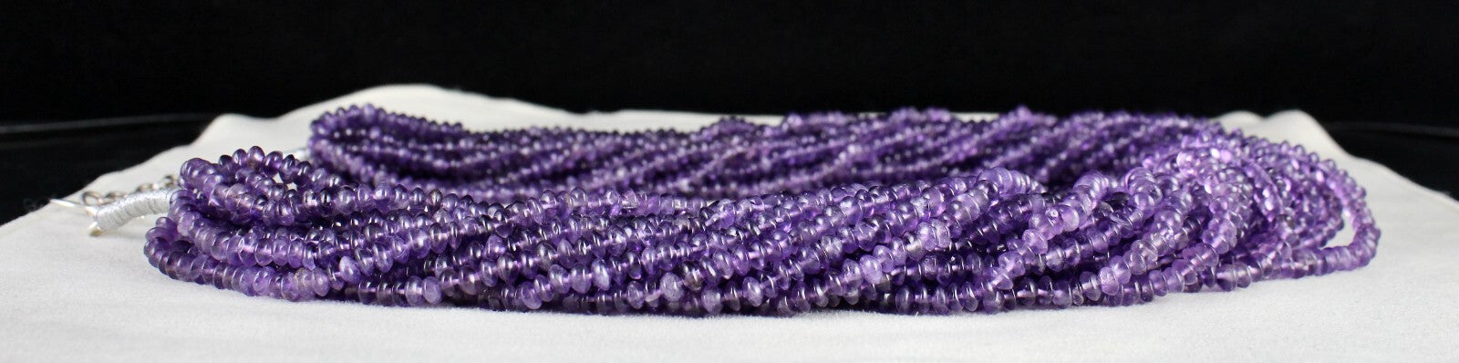 Natural Brazilian Amethyst Button Beads Necklace 1452 Ct Sterling Silver 18 Line