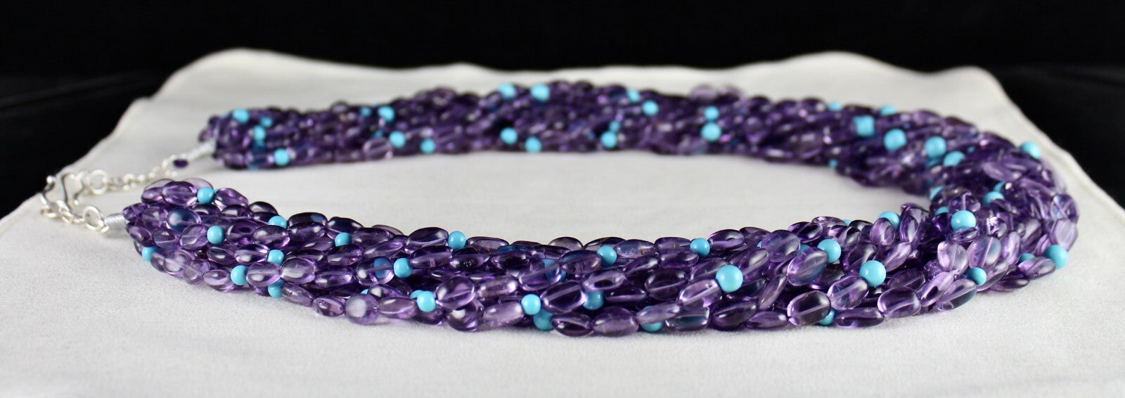 Certified Natural Amethyst 1840ct Turquoise Beads Fashion Necklace For Women