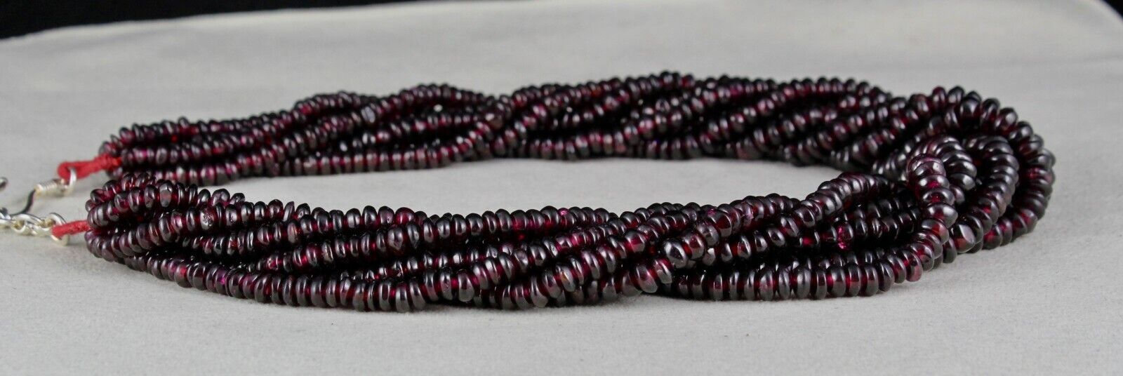NATURAL GARNET BEADS BUTTON 8 LINE 1288 CARATS SEMI PRECIOUS GEMSTONE NECKLACE