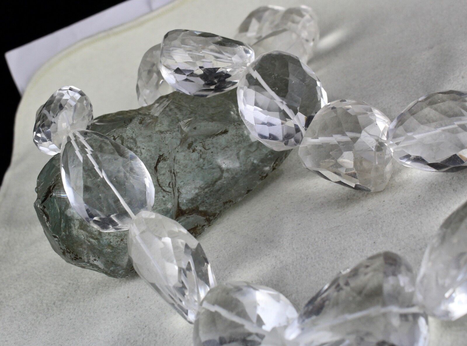 BIG NATURAL ROCK CRYSTAL QUARTZ BEADS FACETED TUMBLE 2171 CTS GEMSTONE NECKLACE
