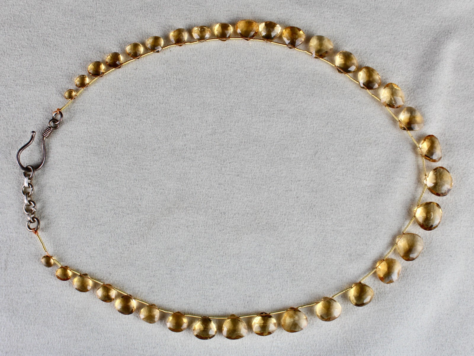 Sterling Silver Citrine Heart Teardrop 122 Ct Gemstone Beaded Necklace For Women