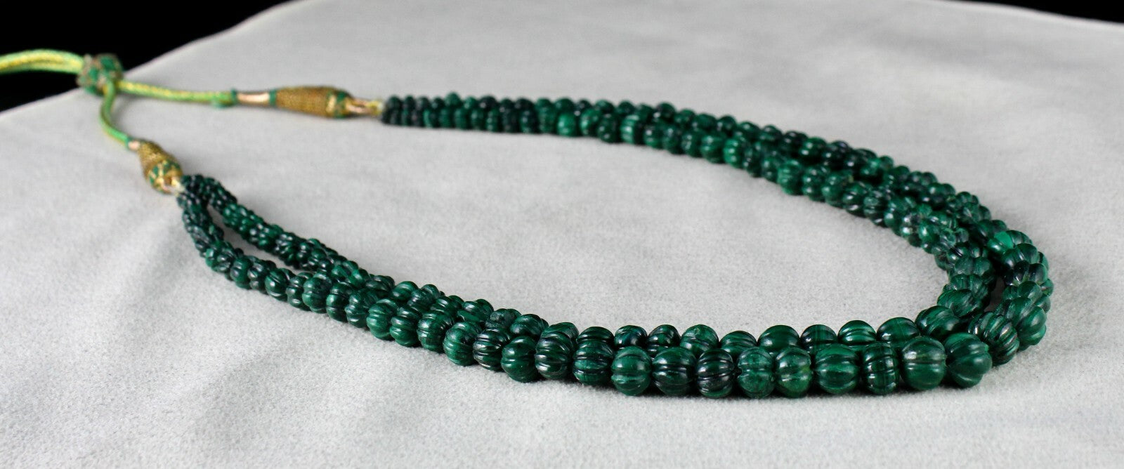 Certified Heirloom Natural Malachite 356 Ct Carved Gemstone Necklace