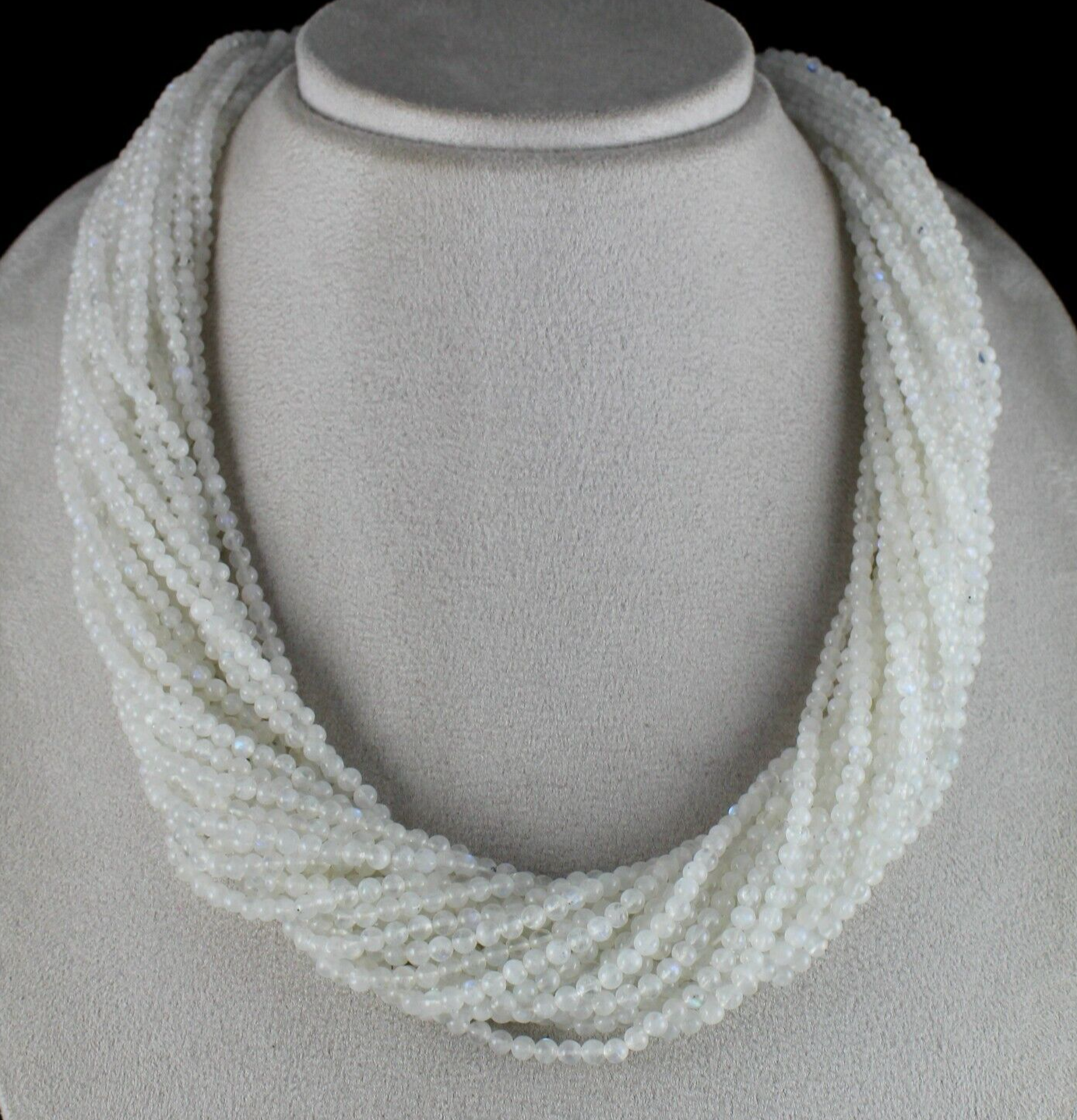 Rainbow Moonstone Beaded Necklace 1263 Ct Natural Gemstone 25 String Fashion