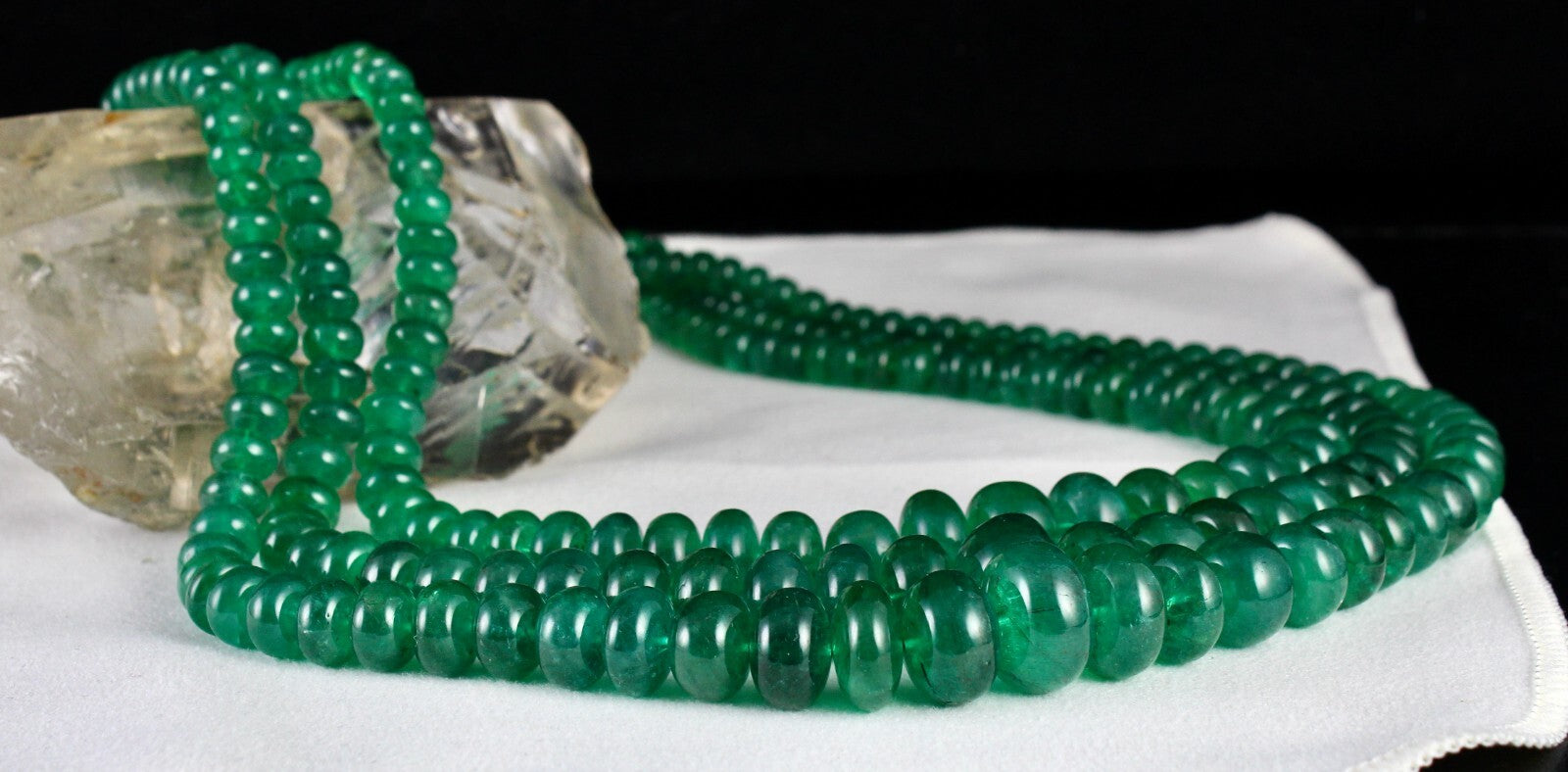 Certified Natural Emerald Round Beads Necklace 1073 Ct Certified Stones