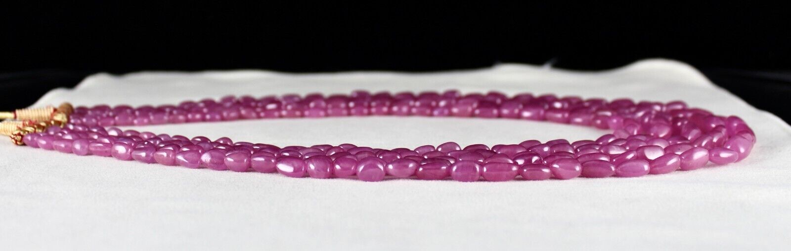 NATURAL UNTREATED RUBY LONG BEADS 5 LINE 1046 CARATS LADIES GEMSTONE NECKLACE