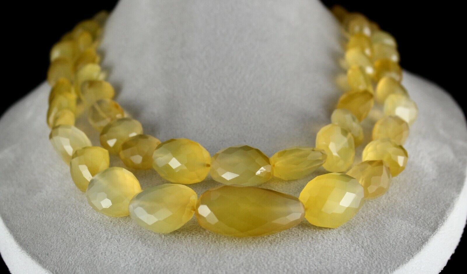 YELLOW CHALCEDONY BEADS FACETED 2 L 1478 CTS GEMSTONE BEADED FASHION NECKLACE