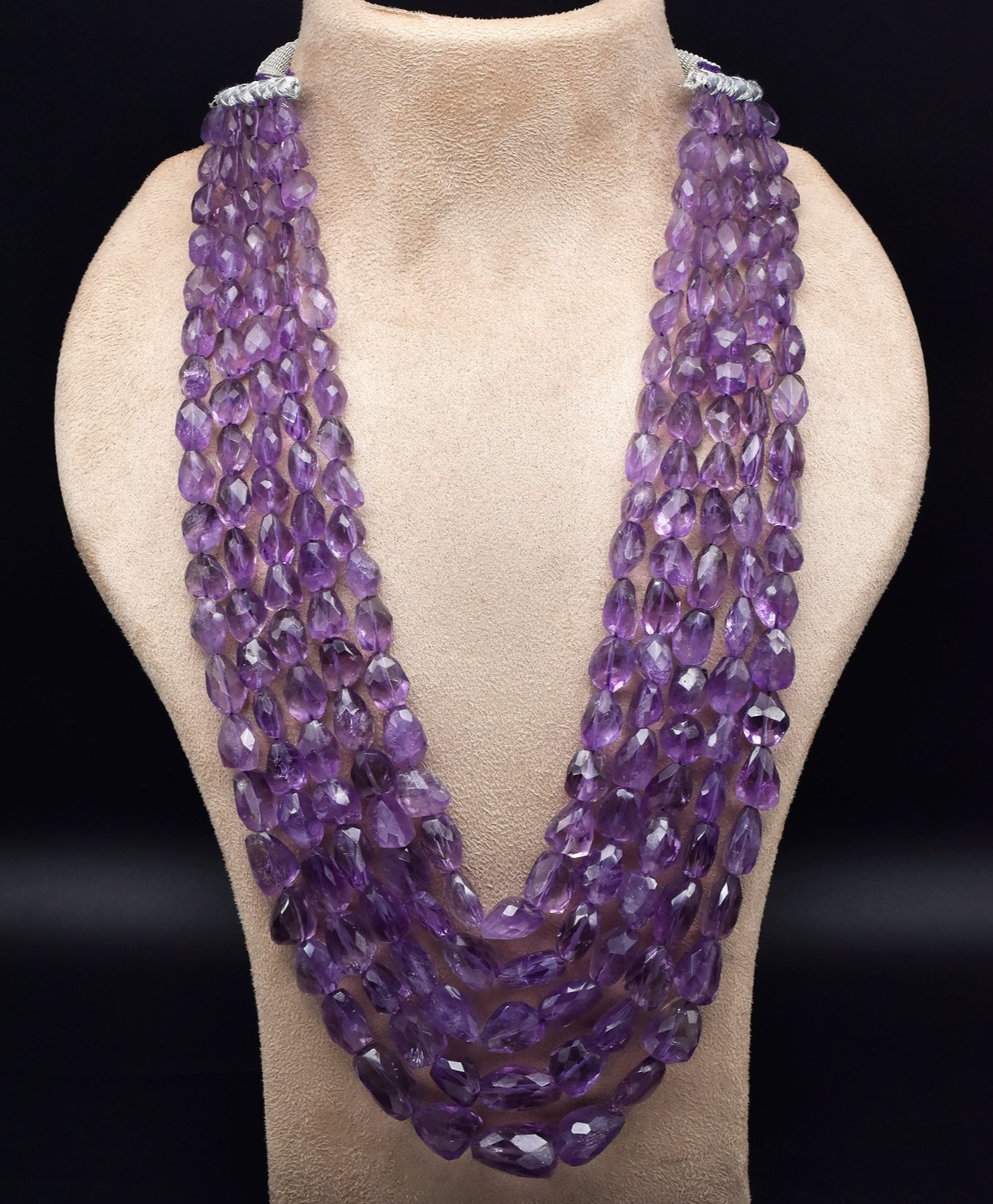 Natural Amethyst Faceted Tumble Beaded Necklace 5L 1425 Ct β Purple Gemstone