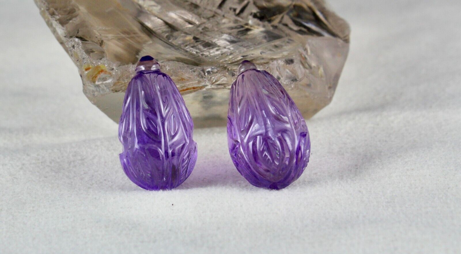 NATURAL AMETHYST CARVED DROPS 9 PCS 408 CTS LOOSE GEMSTONE EARRING NECKLACE SET