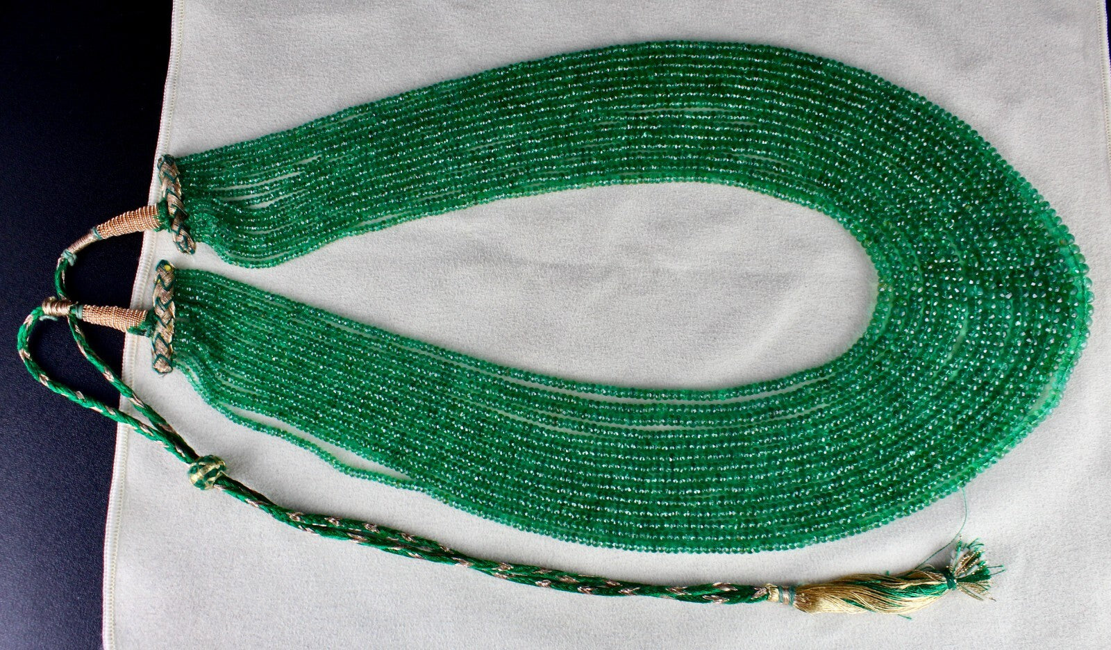 Natural Zambian Emerald Necklace 640 Ct – Faceted Round Beads, Certified Jewelry