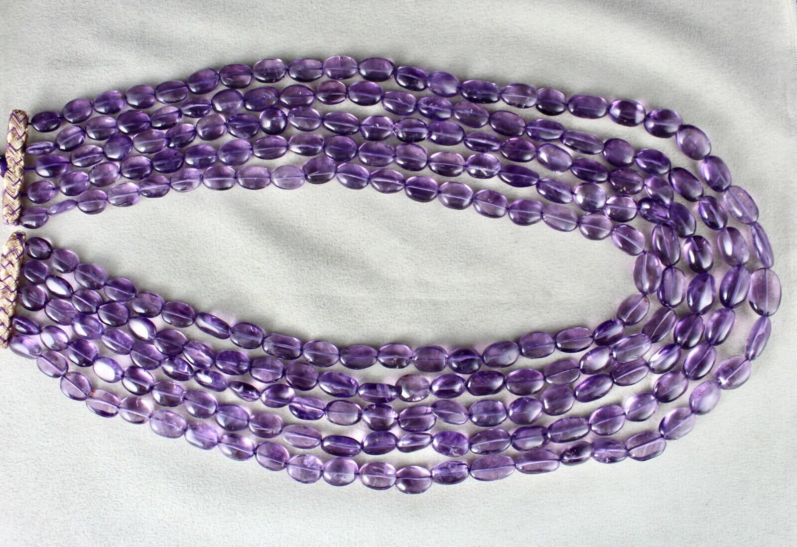 NATURAL AMETHYST BEADS LONG NUGGETS 5 LINE 1055 CARATS GEMSTONE FASHION NECKLACE