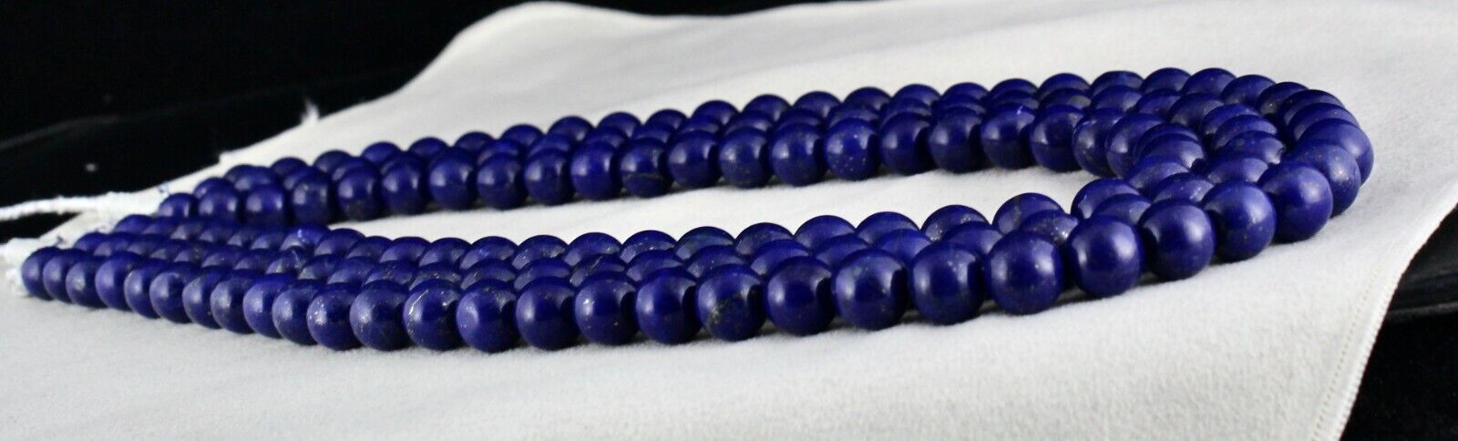 NATURAL BLUE LAPIS LAZULI BEADS ROUND 11MM 3LINE 1349 CTS GEMSTONE FINE NECKLACE