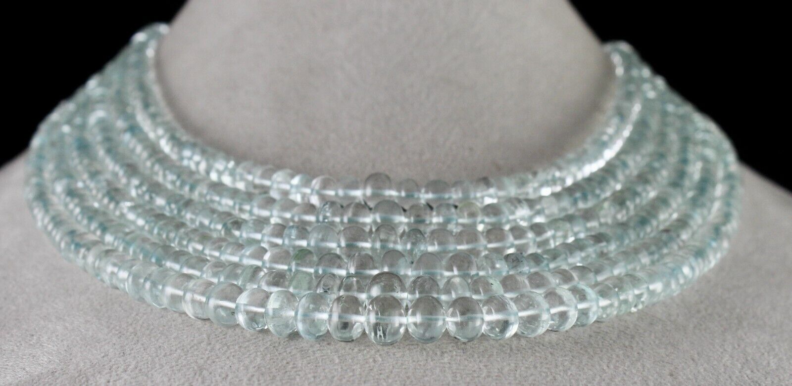 Natural Blue Aquamarine Beads Round 6 L 833 Ct Gemstone Finest Cocktail Necklace