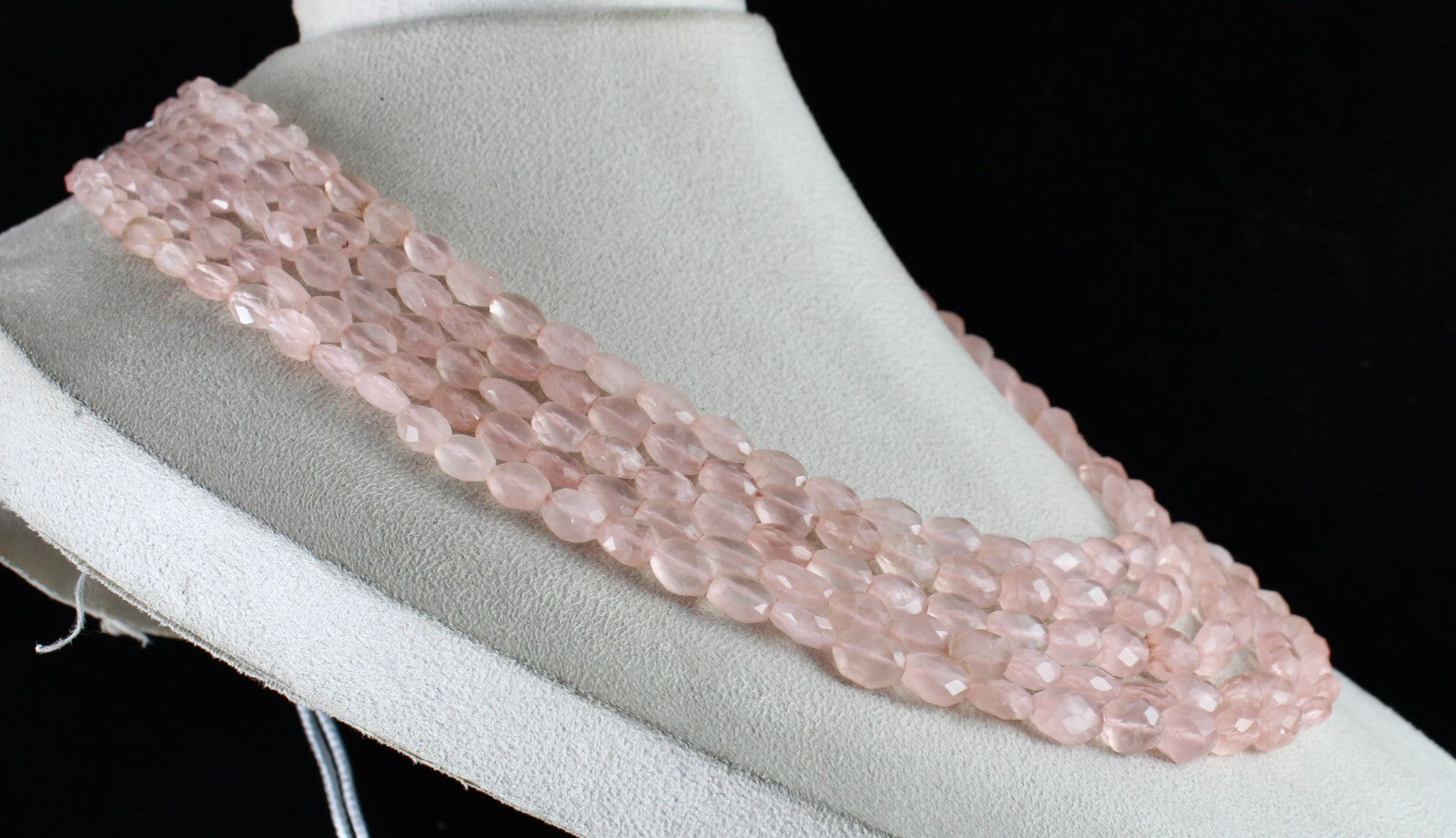 Natural Pink Rose Quartz Faceted Cabochon Beads Necklace 5 L 788 Ct Gemstone