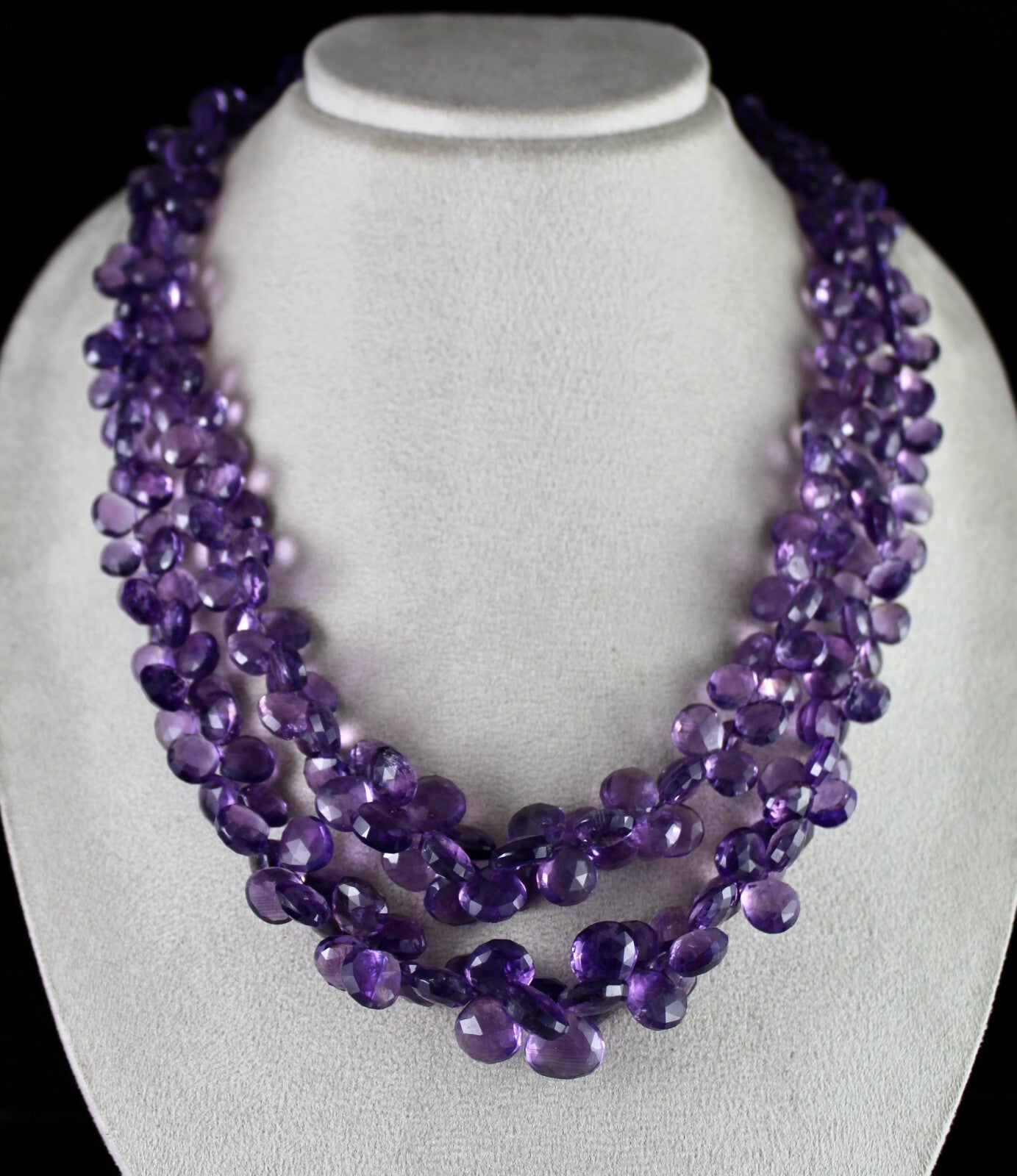 Certified Natural Purple Amethyst 1157 Ct Teardrop Beads 2 L Necklace For Women