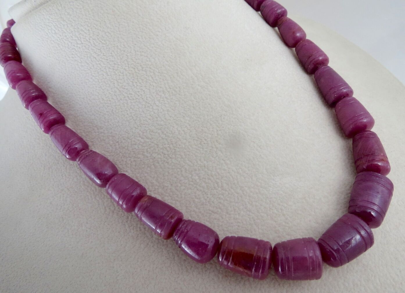 NATURAL UNHEATED RUBY BEADS CARVED 1 LINE 443 CARATS GEMSTONE WITH METAL CLASP