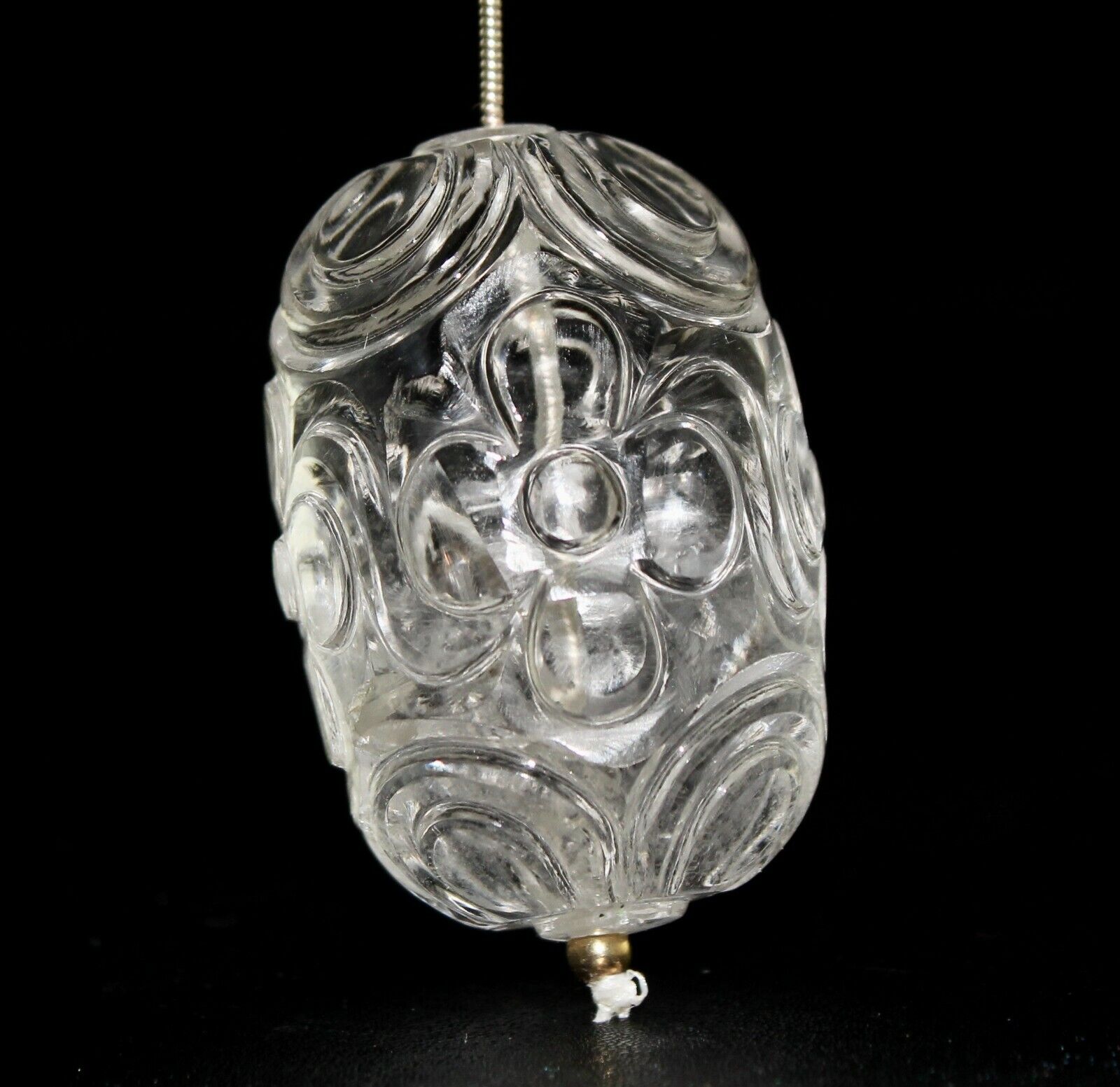 NATURAL WHITE ROCK CRYSTAL QUARTZ BEADS CARVED LONG 1 PCS 266 CARATS GEMSTONE