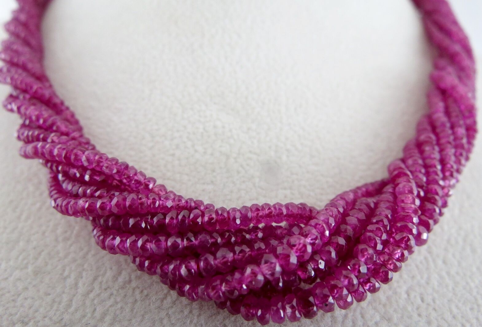 NATURAL HEATED RUBY BEADS 296 CTS FACETED ROUND 18KGOLD GEMSTONE LADIES NECKLACE