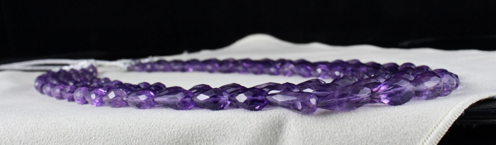Certified Natural Purple Amethyst 660ct Tear Drop Beads Finest Necklace