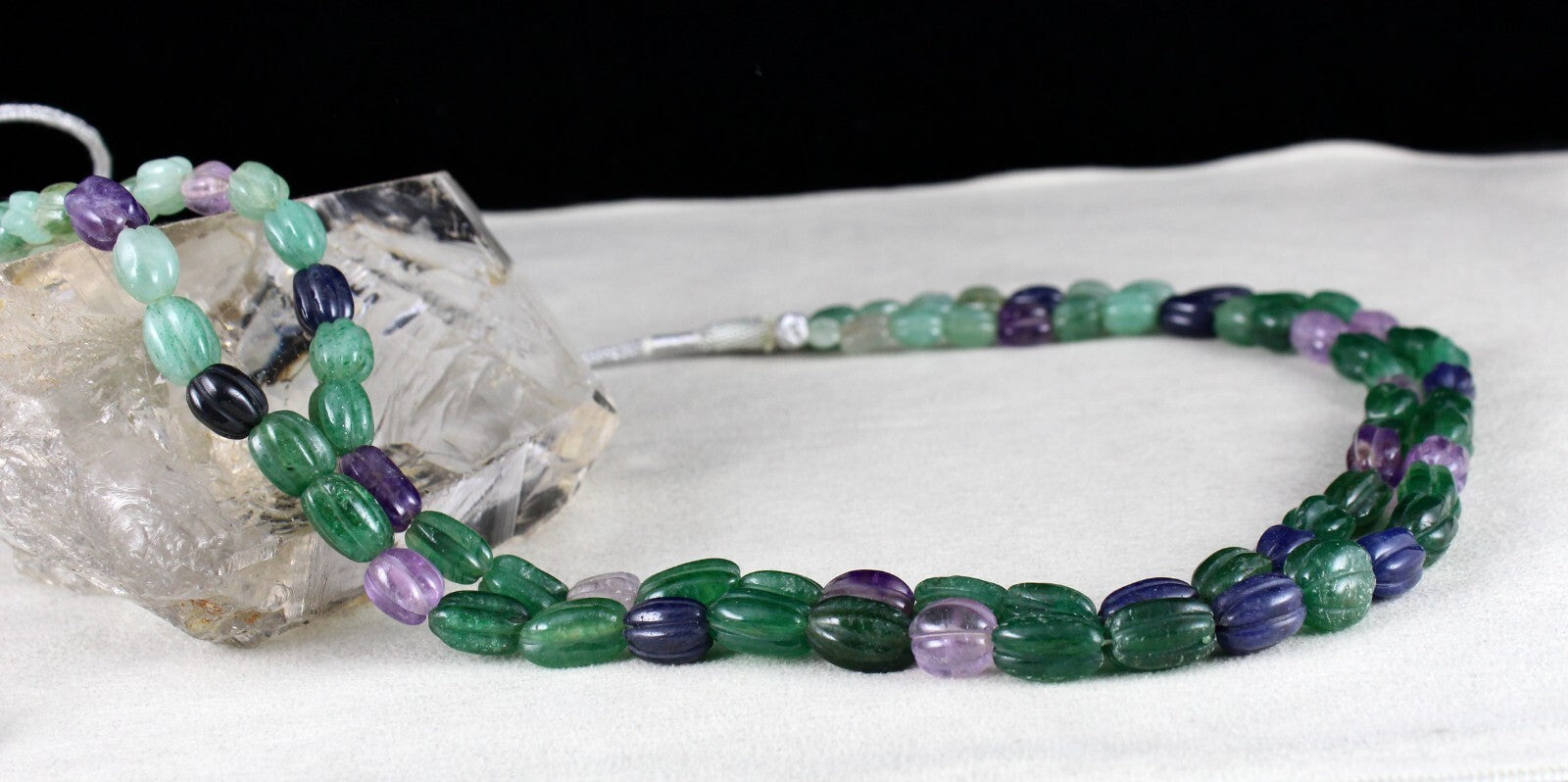 Multi Mix Carved Semi-precious Beads 397ct Gemstone Fashion Necklace