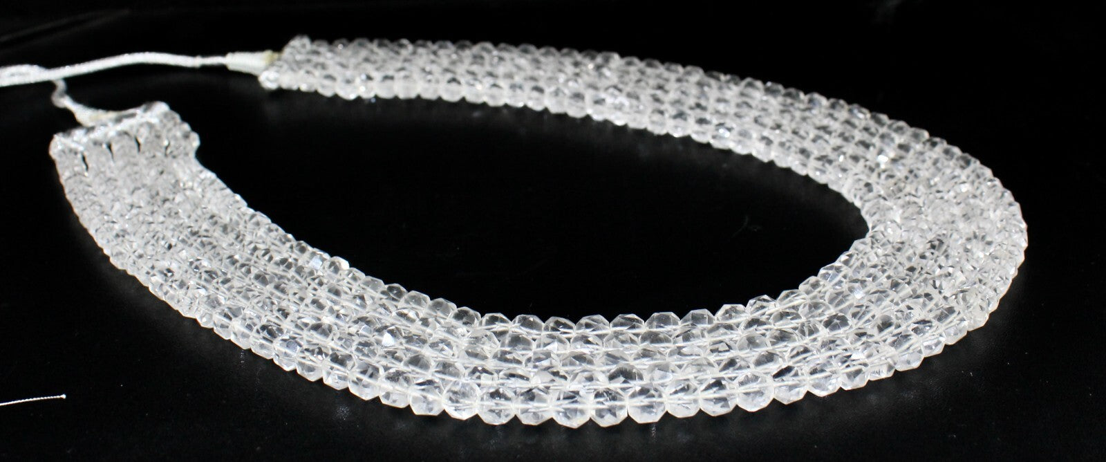 Natural Rock Crystal Quartz Faceted Round Beads Necklace 5l 932 Ct Gemstone Fine
