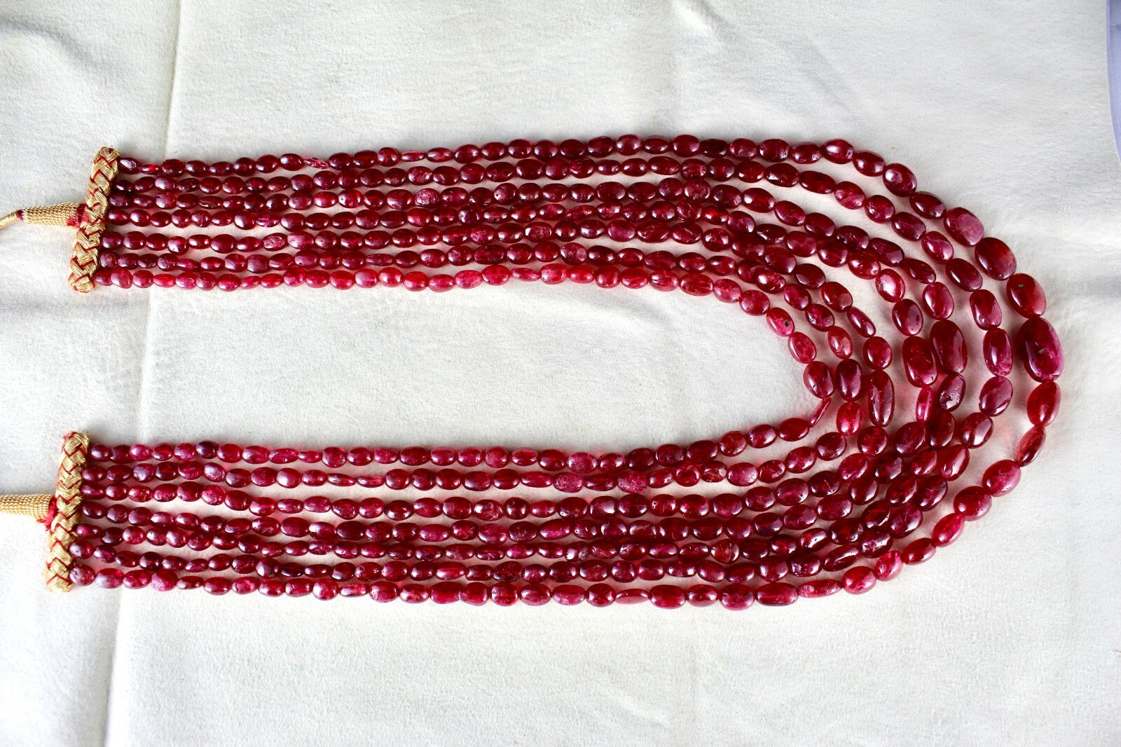 Certified Natural Red Spinel Necklace 814 Ct Cabochon Beads 7 Line Gemstone