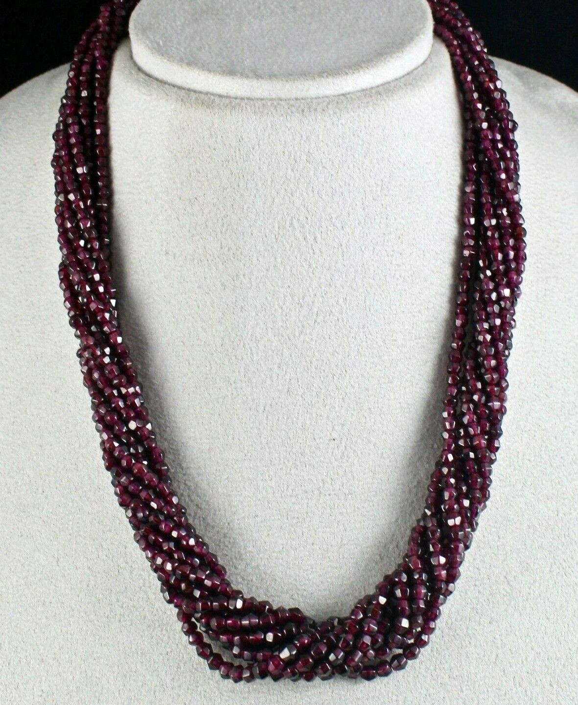 Natural Garnet 4mm Faceted Round Beaded Necklace 9 L 659ct Red Fashion Jewelry