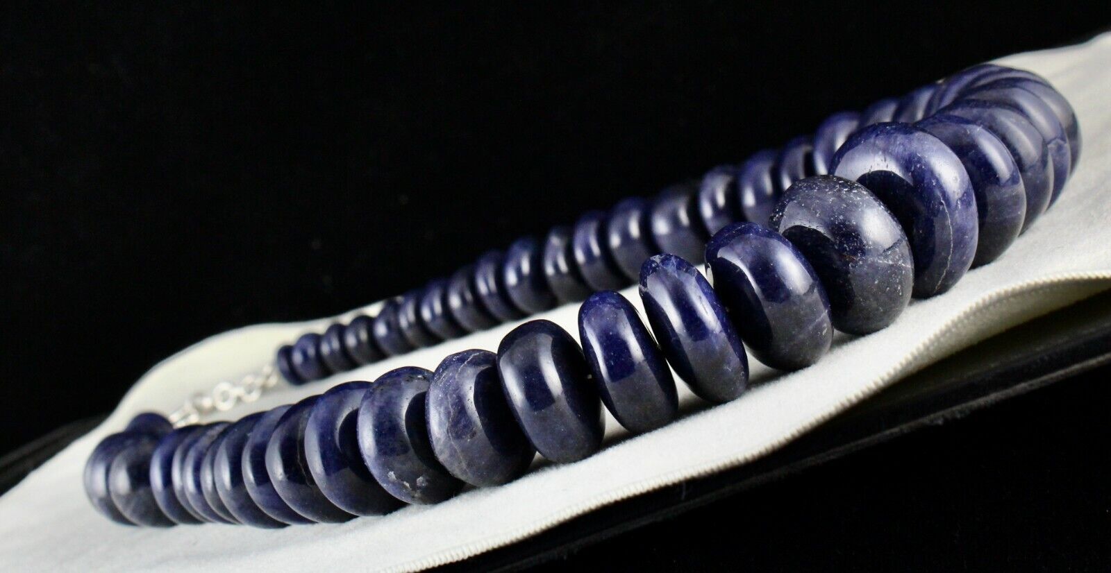 NATURAL BLUE JADE BEADS ROUND GEMSTONE 1 LINE 2085 CARATS LADIES SILVER NECKLACE
