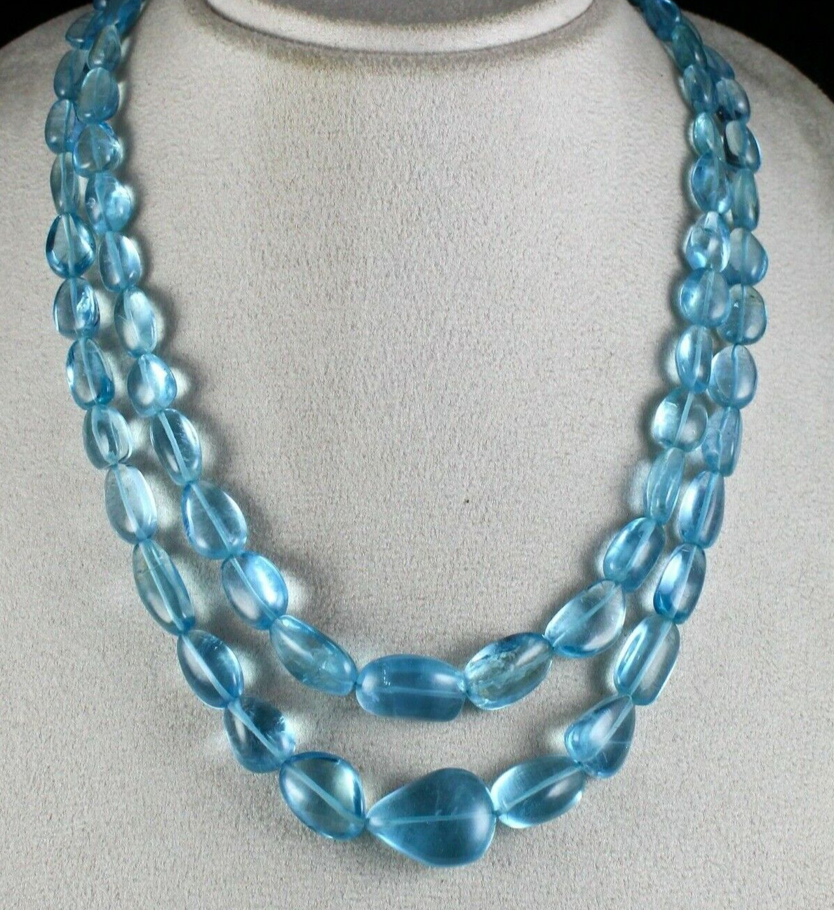 Certified Natural Blue Aquamarine Beads Tumble 628ct Gemstone Necklace