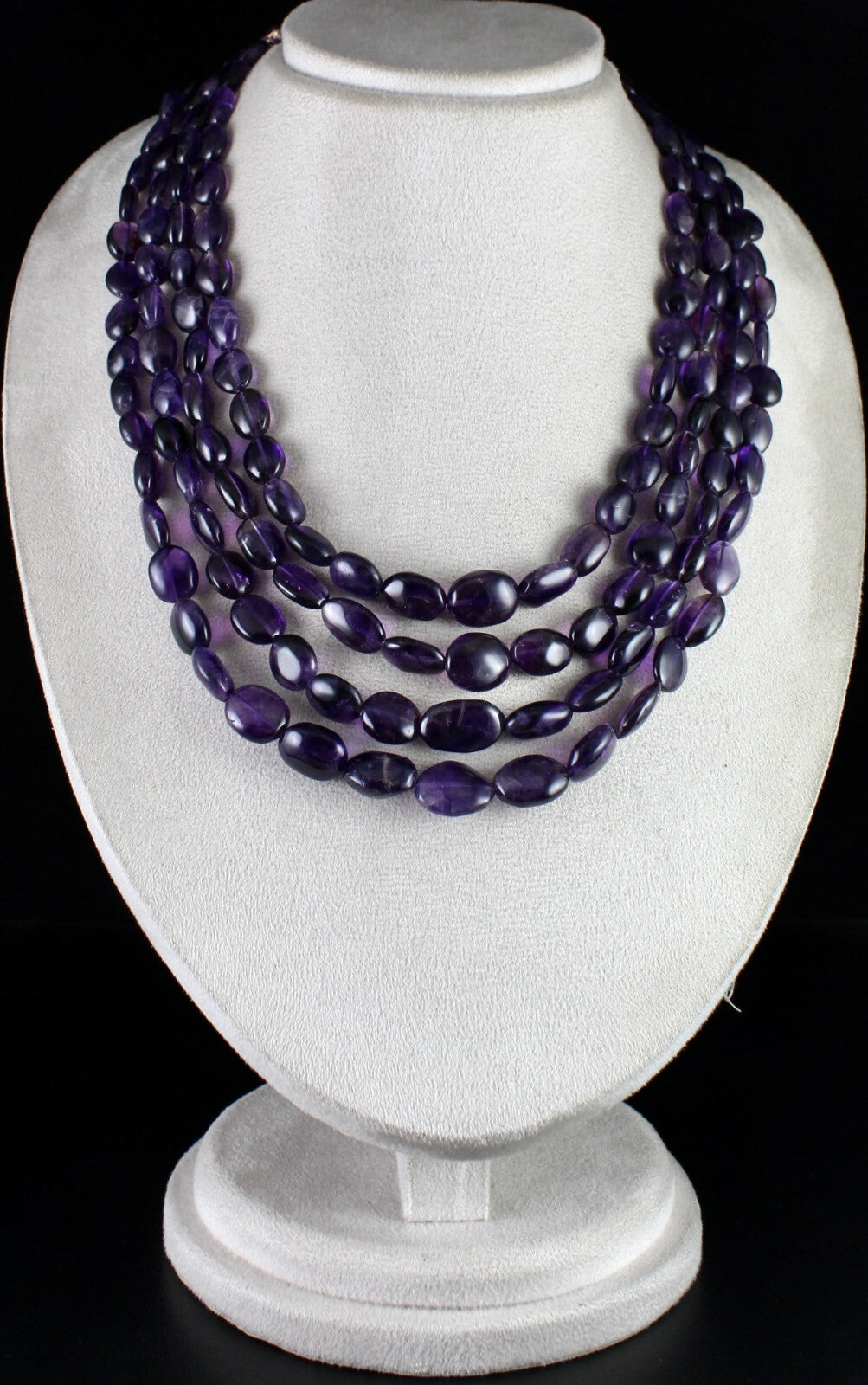 Natural Amethyst Oval Cabochon Beads Fashion Necklace 944 Ct Purple Gemstone