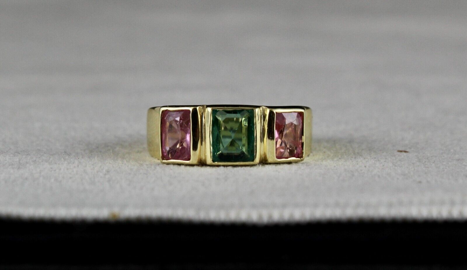 ELEGANT NATURAL OLD SPINEL EMERALD CUSHION GEMSTONE FINEST UNISEX SILVER RING