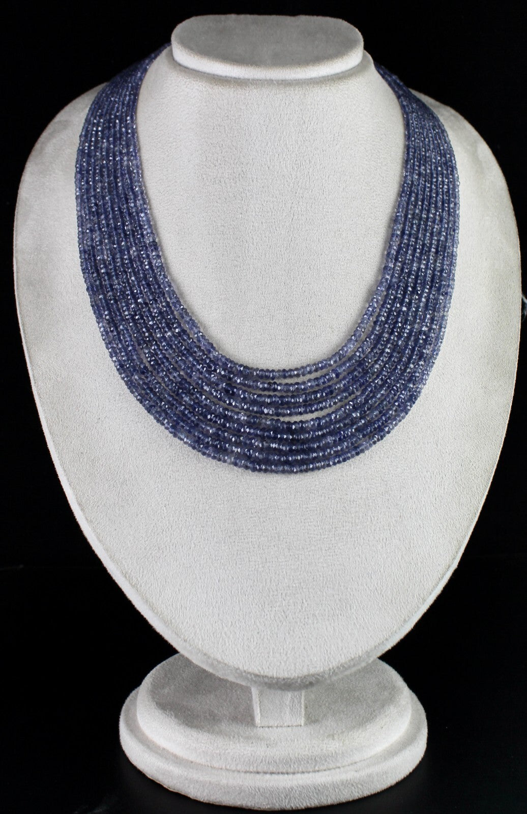 Certified Natural Iolite 503 Ct Faceted Round Beads Necklace, Blue Gemstone