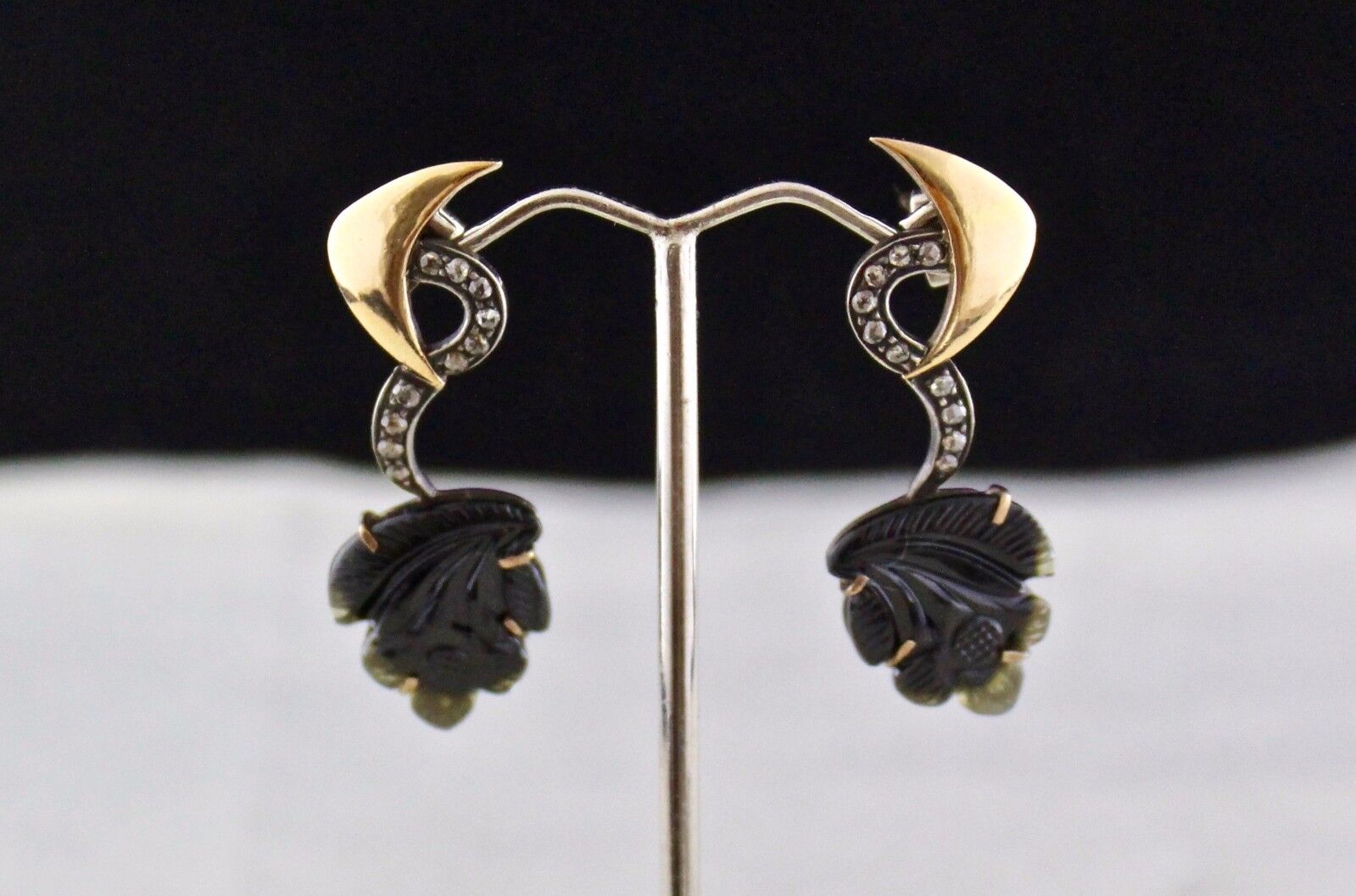 Natural Multi Tourmaline Victorian Earring Stud Gemstone Diamond 18k Gold Silver
