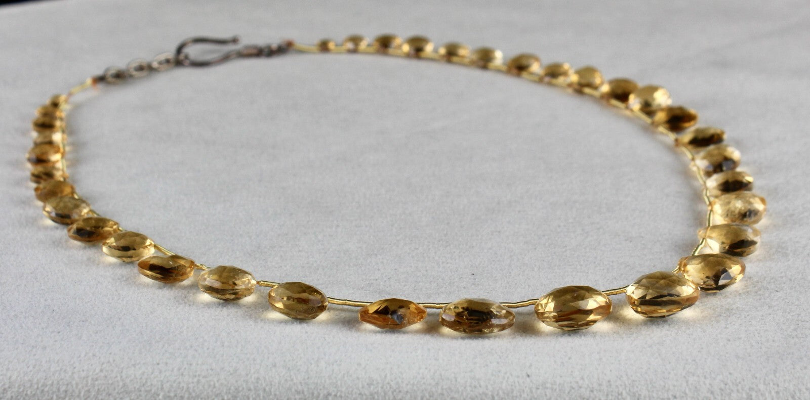 Sterling Silver Citrine Heart Teardrop 122 Ct Gemstone Beaded Necklace For Women