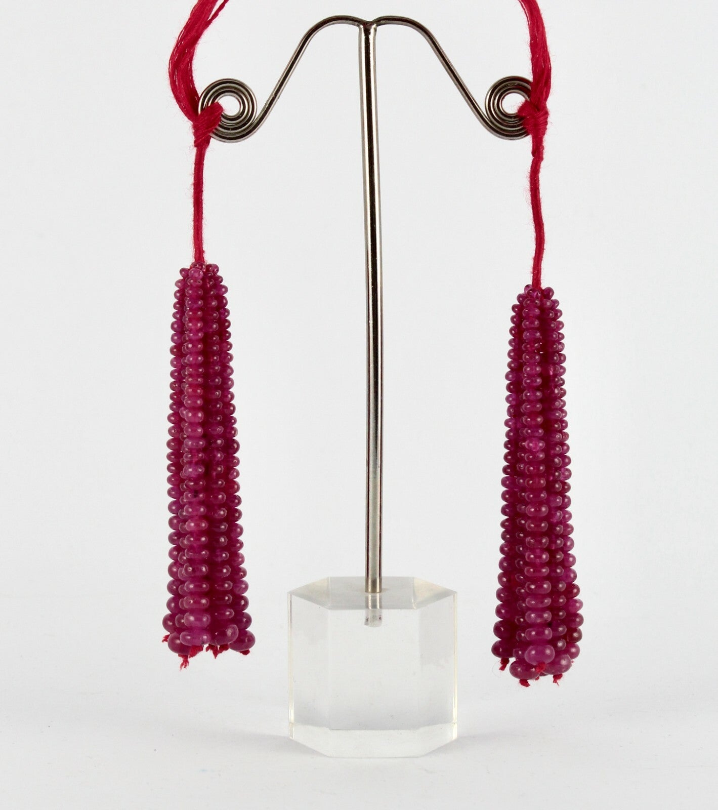 Certified Natural Ruby Beads 163 Ct Round Gemstone Tassle Earring Design