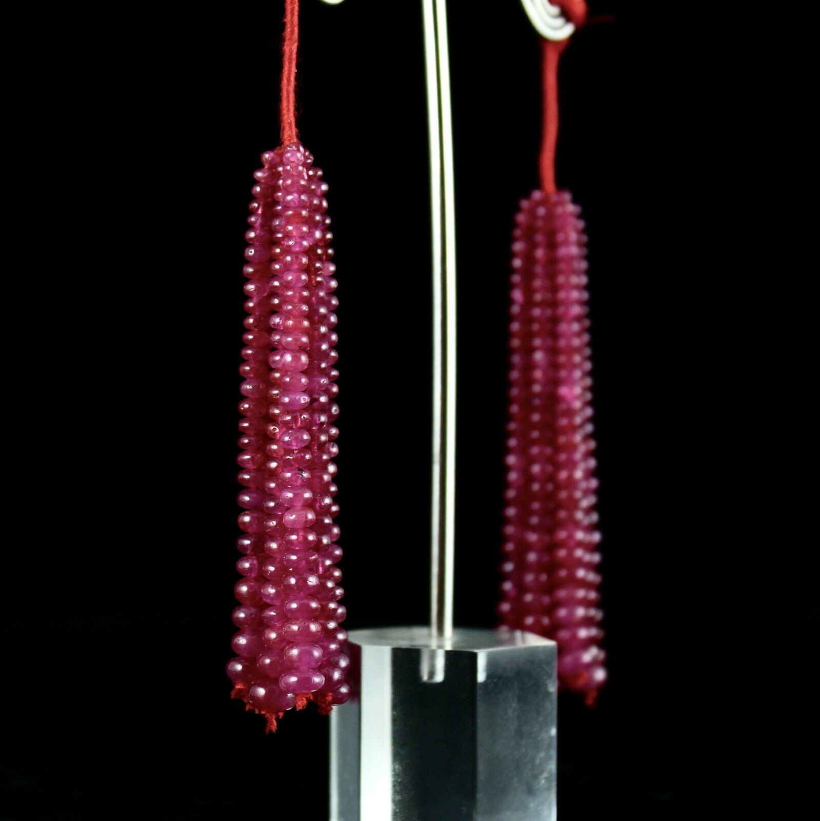 Certified Natural Ruby Beads 163 Ct Round Gemstone Tassle Earring Design