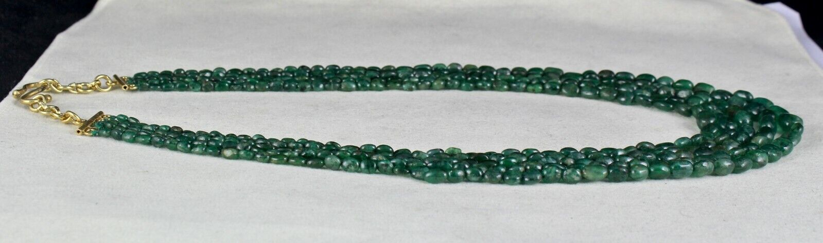 Classic Old Natural Emerald Beads Nugget 5 String 308 Ct Gemstone Necklace