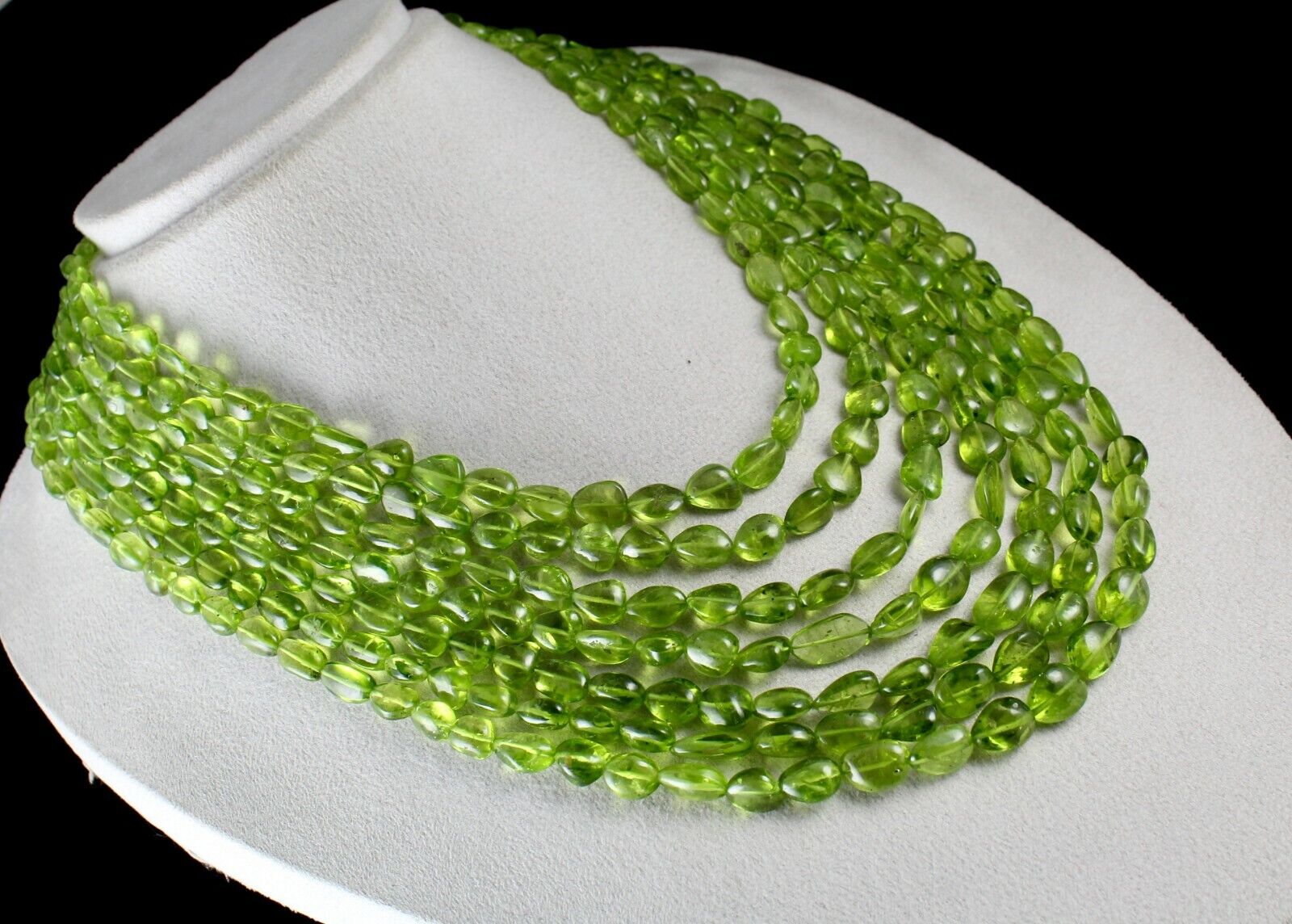 FINEST NATURAL PERIDOT BEADS CABOCHON 7 L 1310 CARATS GEMSTONE FASHION NECKLACE