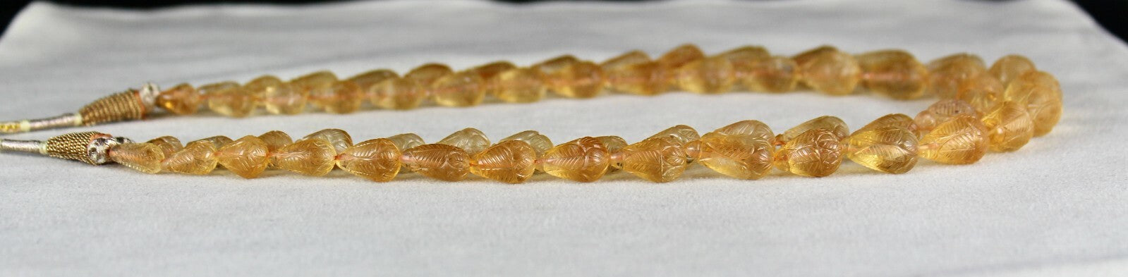 Certified Natural Citrine Carved Drops Beaded Necklace 467 Ct For Women