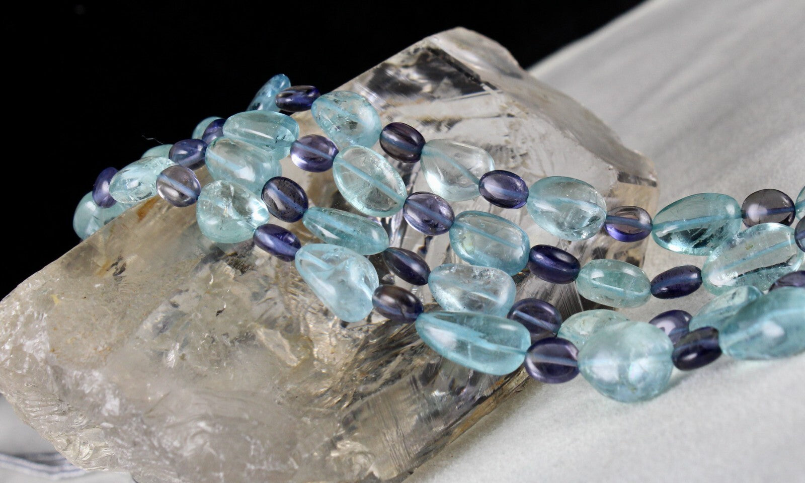 Certified Blue Natural Aquamarine Carat Weight Iolite 334 Ct Fine Necklace