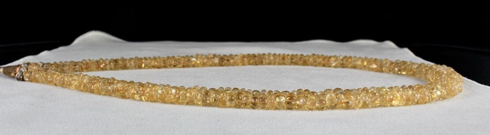 Natural Yellow Citrine Beads Carved Round 2 L 404 Ct Gemstone Vintage Necklace