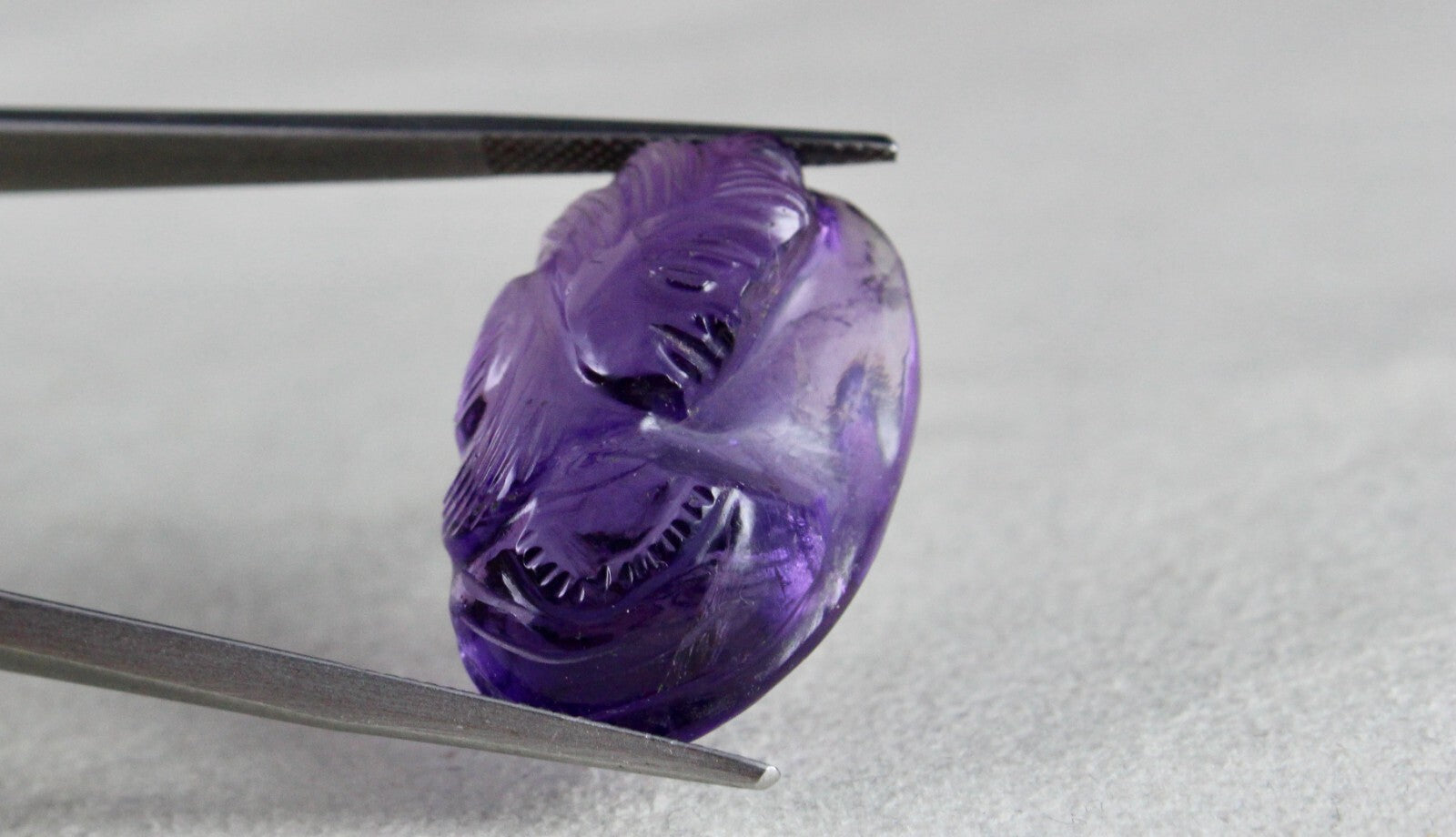 Natural Amethyst Engraved Face Cab Gemstone Pendant 28x18mm 42.11 Ct Designing