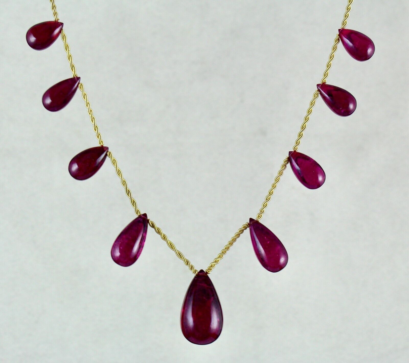 NATURAL PINK TOURMALINE RUBELLITE TEAR DROPS 161 CTS GEMSTONE NECKLACE HANGING
