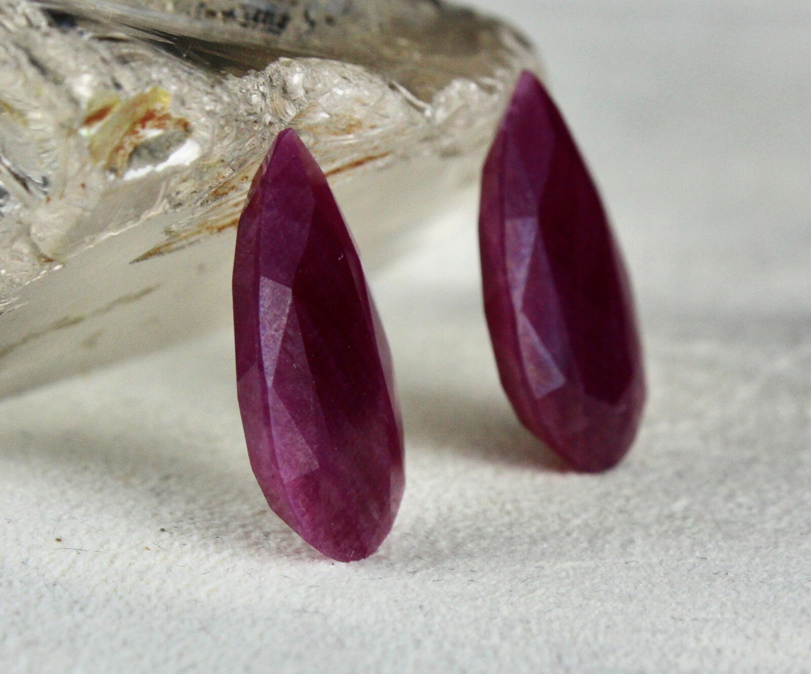 Certified Natural Untreated Ruby Pear 60.06 Ct Gemstone Earring Pair Design