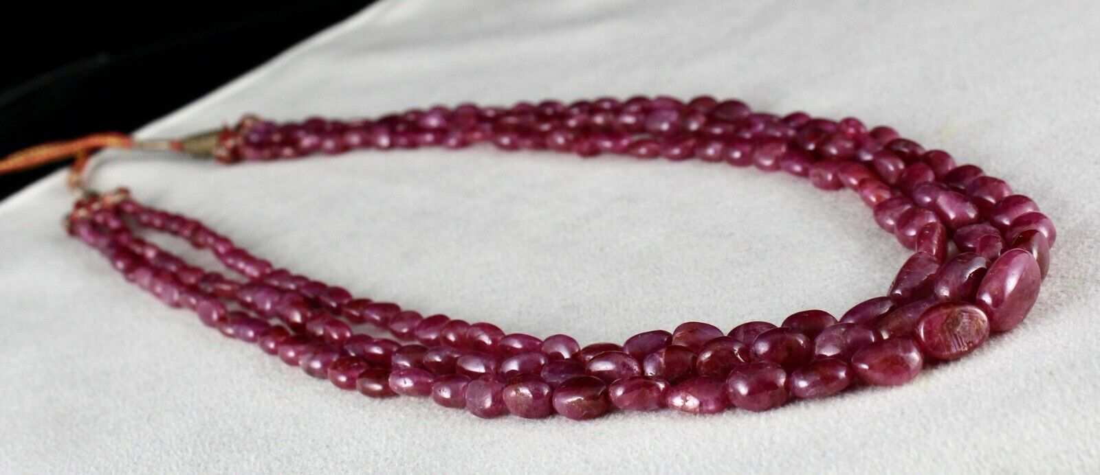 Certified Natural Ruby Beads 3 L 417 Cts Long Cabochon Gemstone Fashion Necklace