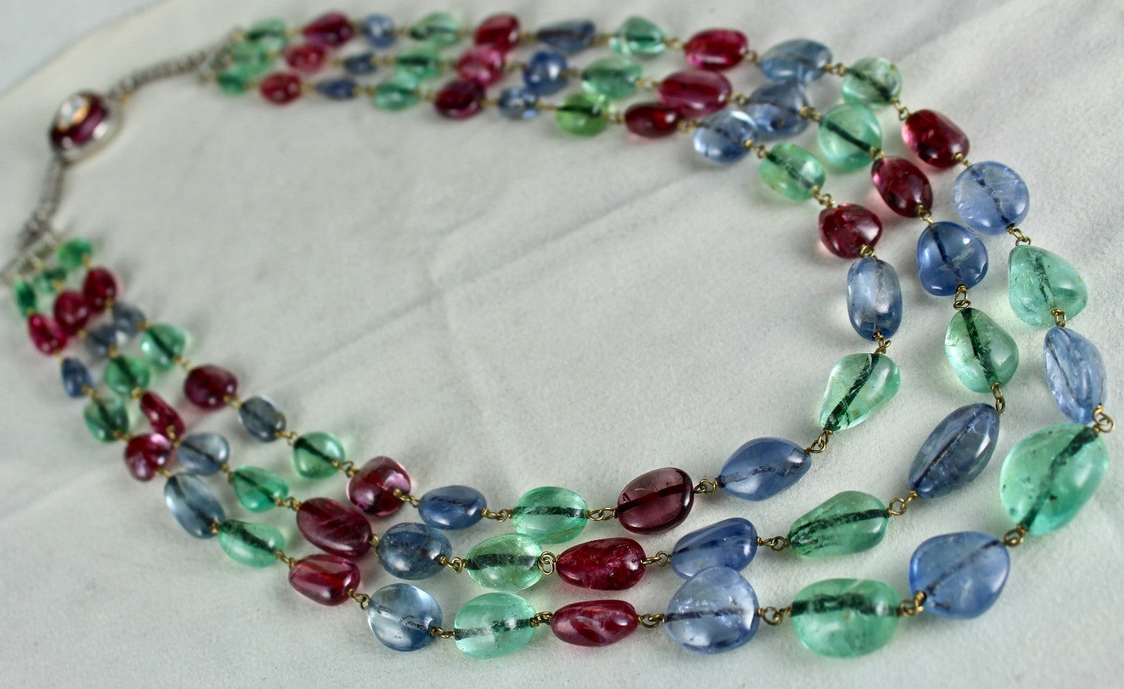 Certified Important Old Necklace Natural Emerald Sapphire Spinel 10ct Nugget